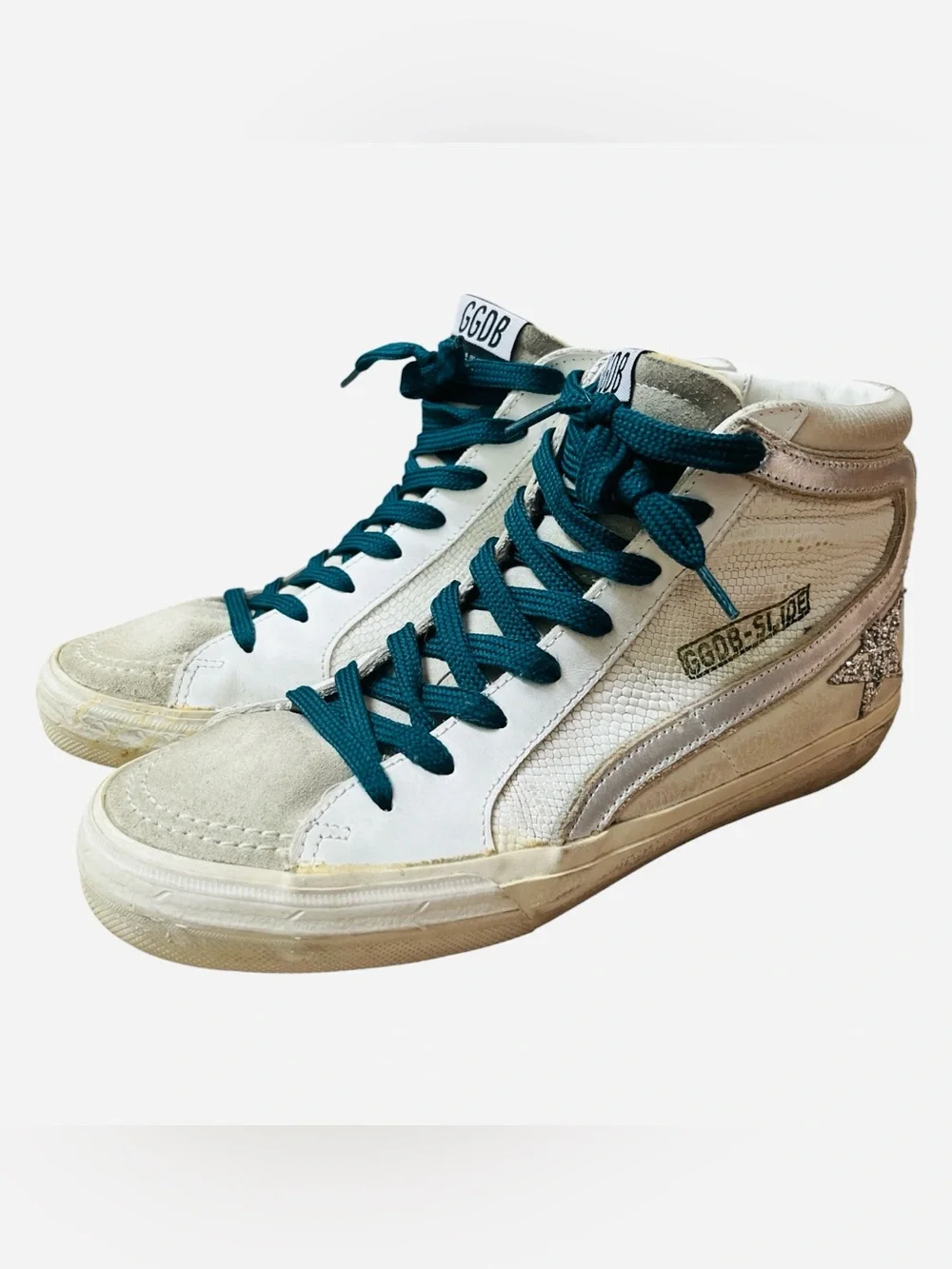 Golden Goose Slide Distressed Leather High Top Sneakers Size 39